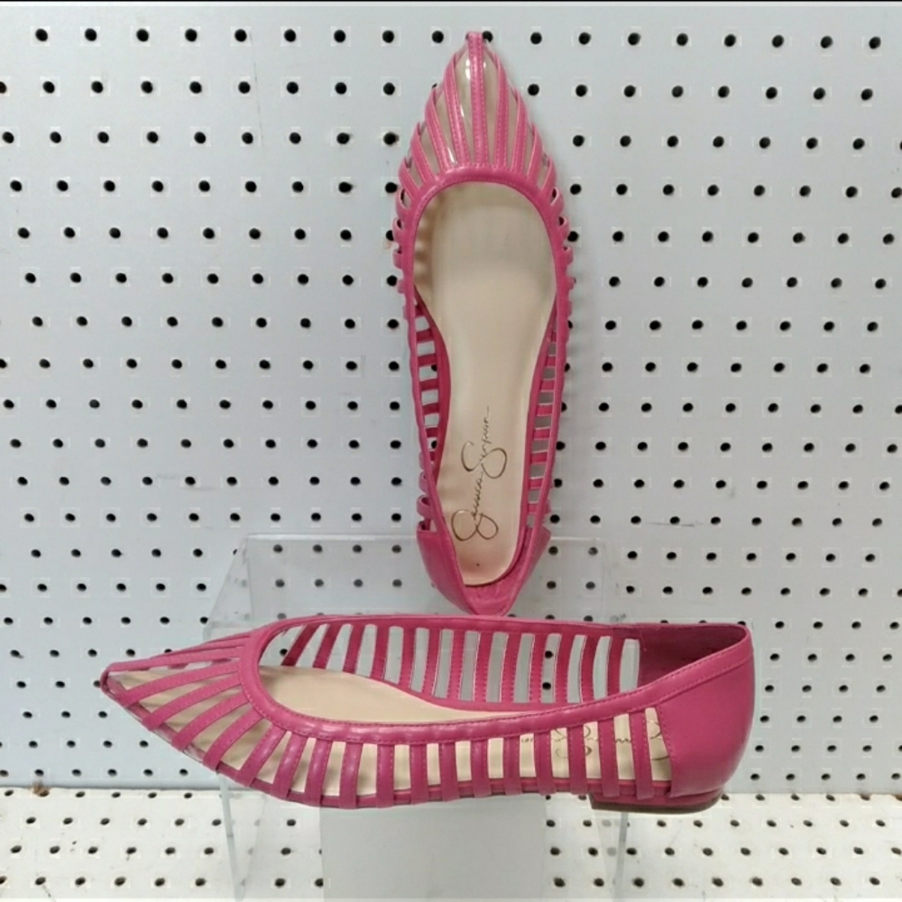 Jessica Simpson Hot Pink Shoes Flat Comfort Loafers Cushioned Strappy Pointy Toe